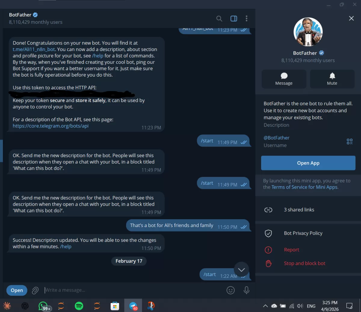 Telegram chatbot