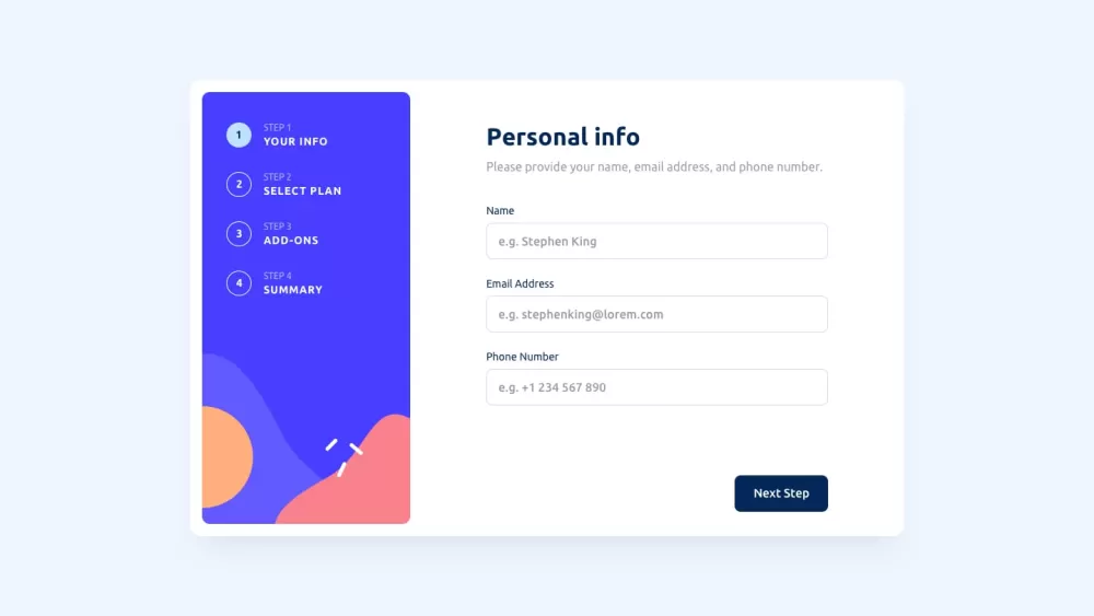 Multi-Step Form with Validation نموذج متعدد الخطوات مزود بالتحقق من البيانات لضمان إدخال معلومات صحي