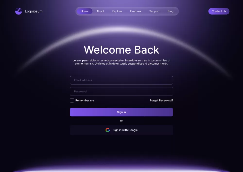 صفحة هبوط لموقع كورسات بالوضع الداكن - Landing Page