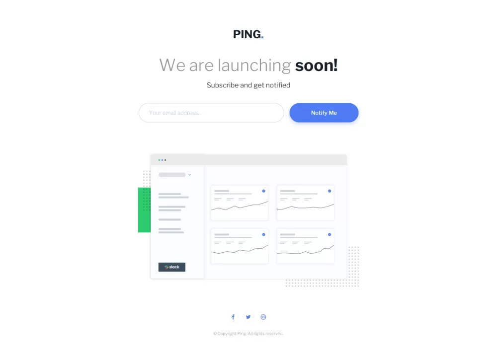 Coming Soon Page صفحة إعلان عن إطلاق مشروع أو منتج جديد قريبًا،  يشجع الزوار على الاشتراك