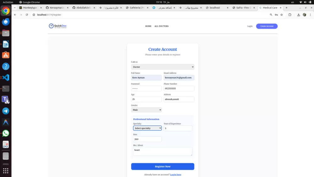 تصميم وتطوير نظام إدارة مواعيد طبية احترافي (REST API + React + Node.js + MongoDB)