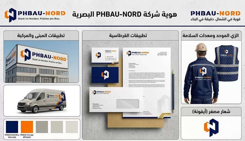 تصميم هوية بصرية لشركة "PHBAU-NORD" للمقاولات والإنشاءات