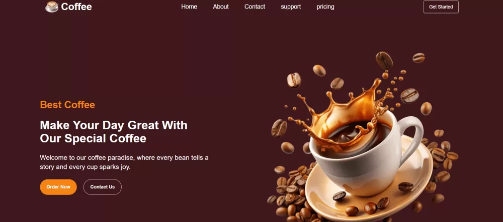 landing page (coffee shop)