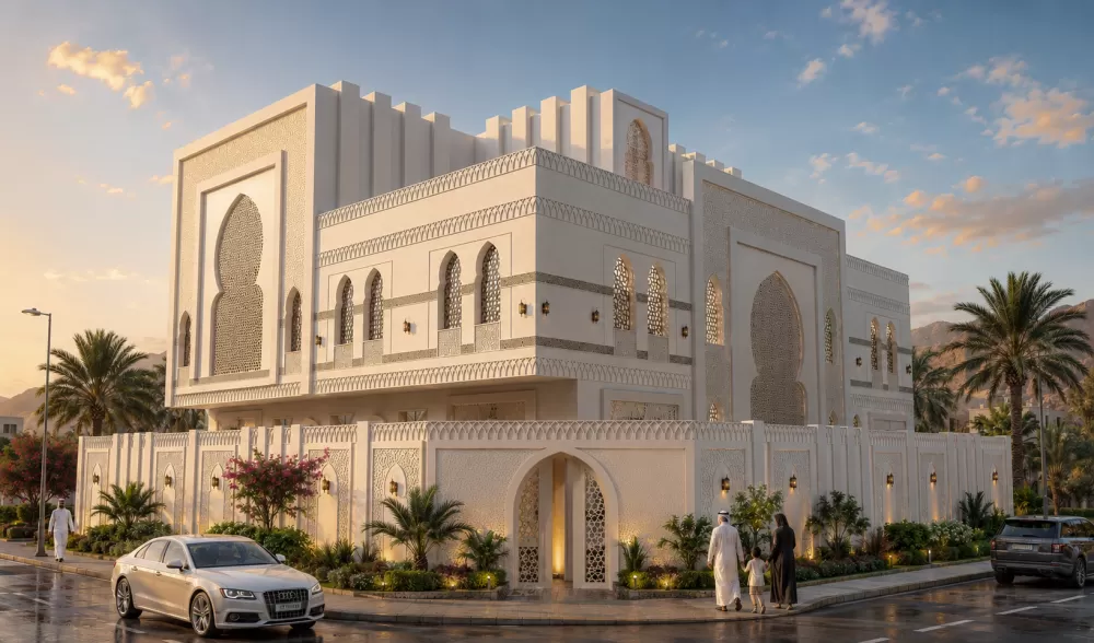 تصميم وتنفيذ واجهة فيلا إسلامي - أندلسي في مكة المكرمة - الشوقية 